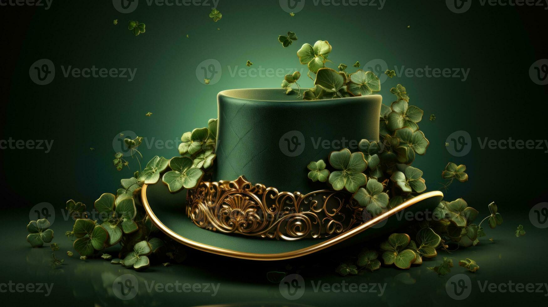 AI generated Elegant Green Leprechaun Hat for St. Patrick's Day. photo