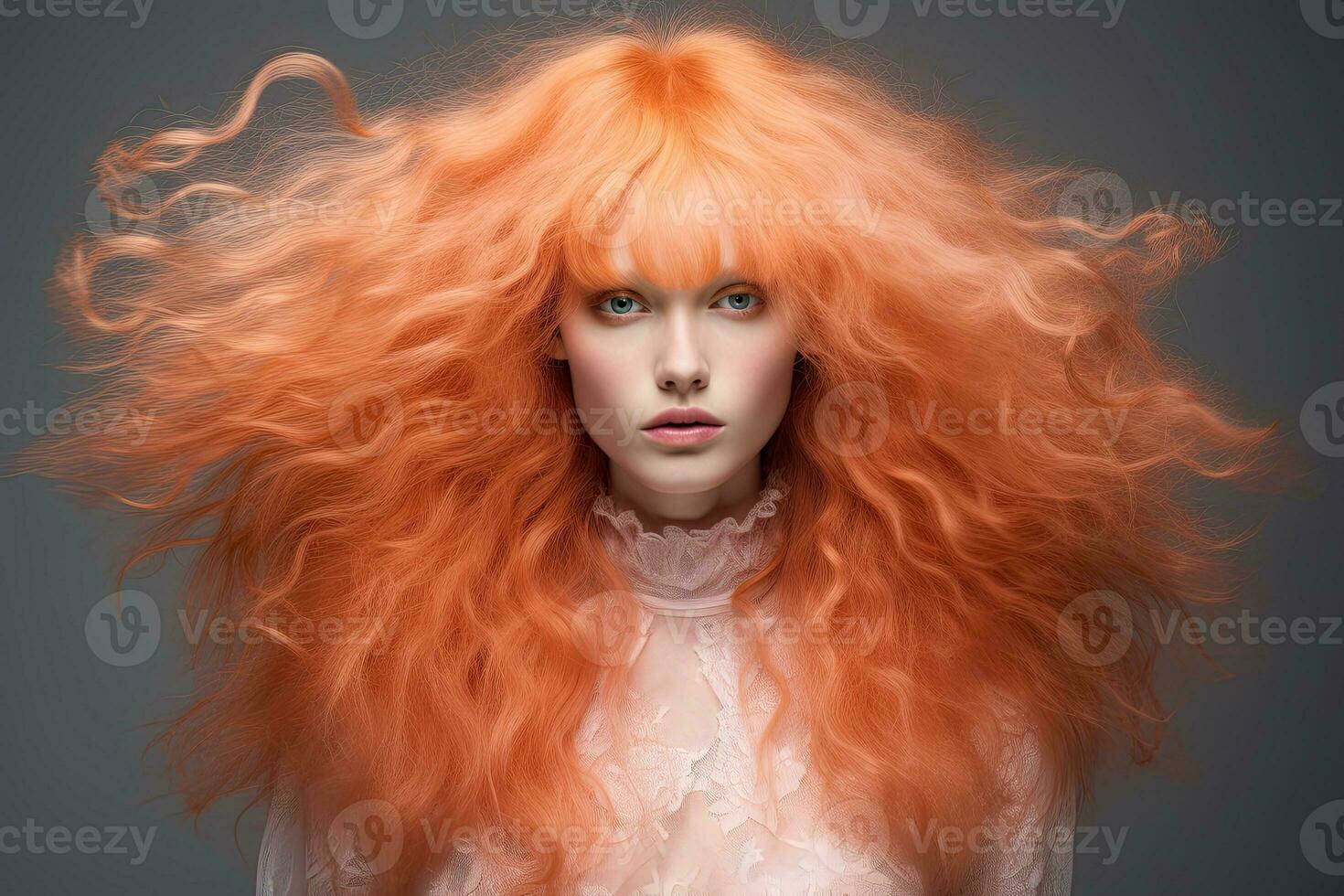 AI generated Ethereal Portrait in 2024's Trendy Peach Fuzz Color. photo