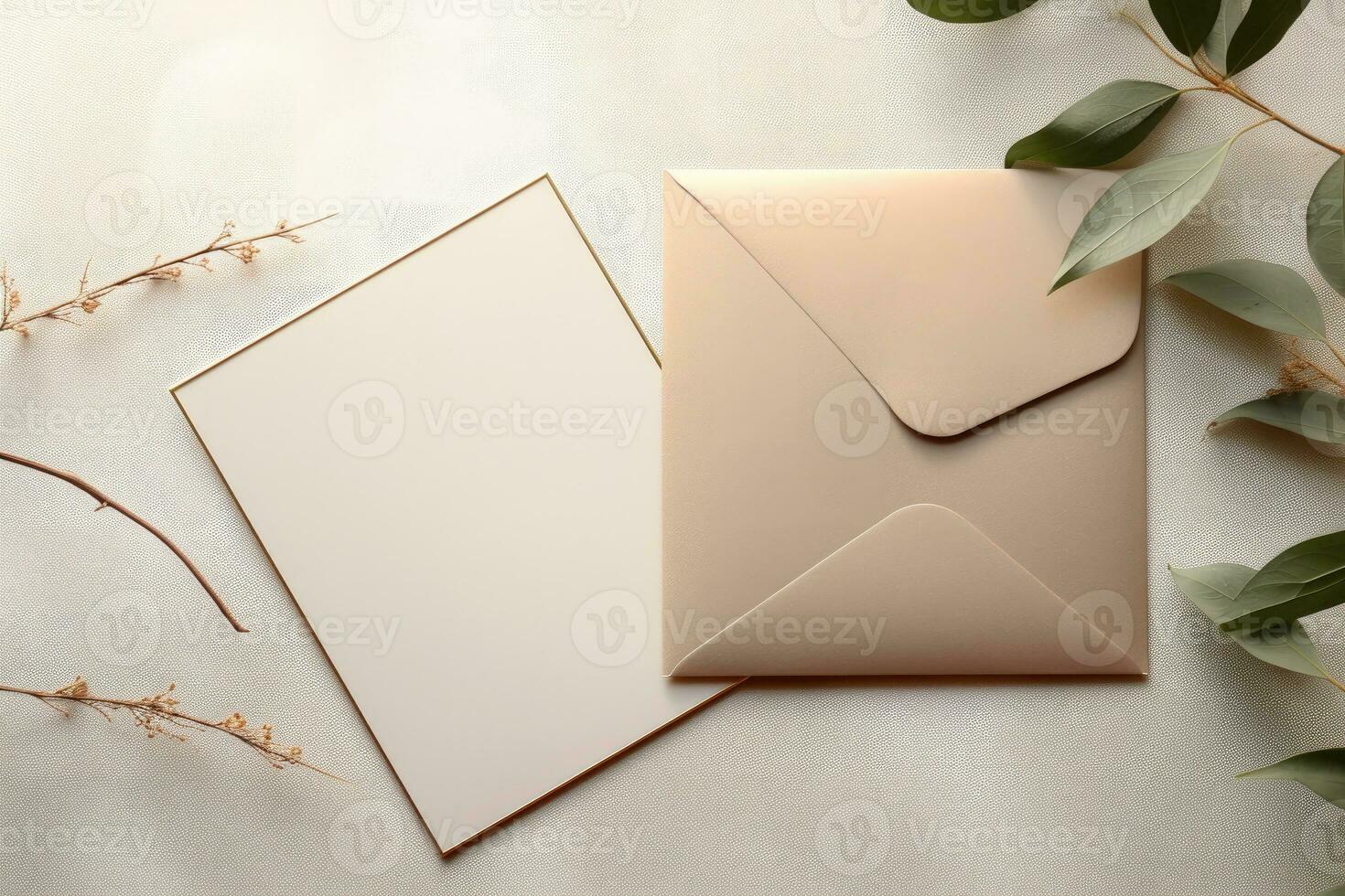 AI generated wedding invitation card mockup photo