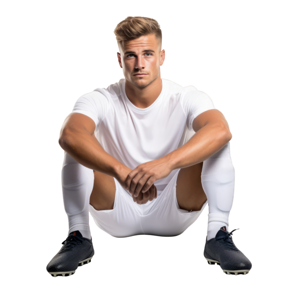 AI generated Handsome soccer player in a white uniform png