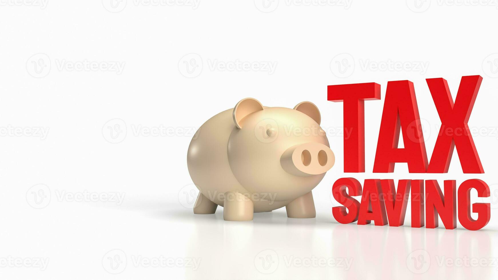 The piggy bank and text for tax saving concept 3d rendering. photo