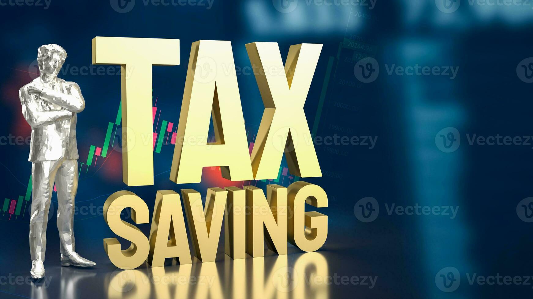 The man and text for tax saving concept 3d rendering. photo