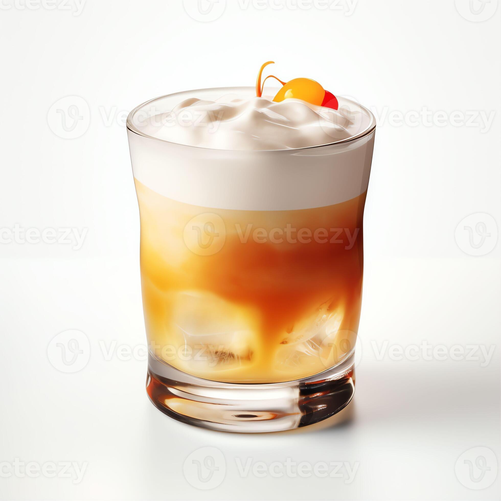 AI generated whiskey sour cocktail with foam in a glass bar menu