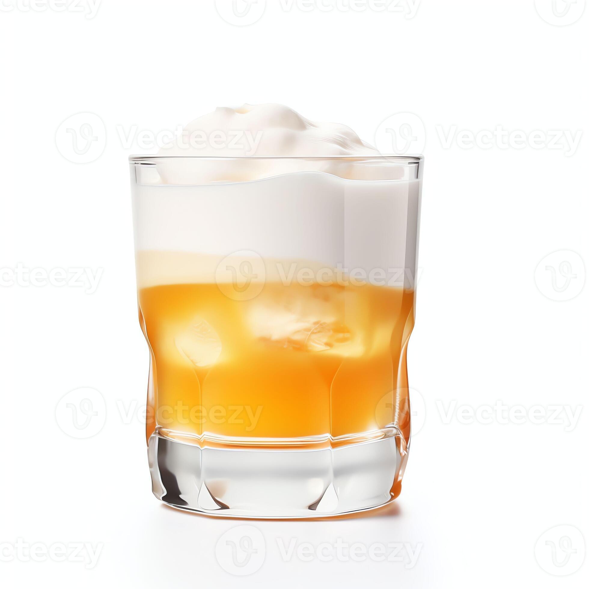AI generated whiskey sour cocktail with foam in a glass bar menu