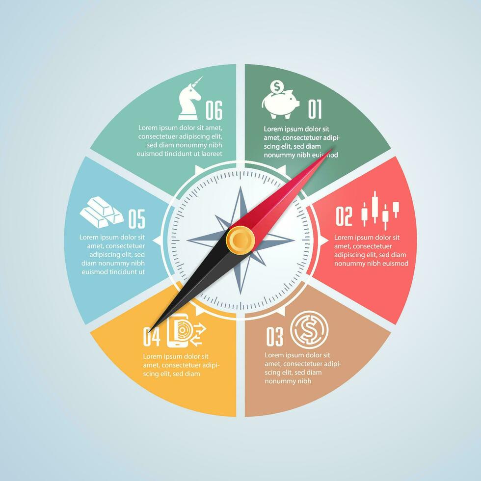 concept of business strategy or investment opportunity, graphic of compass with business investment icon vector