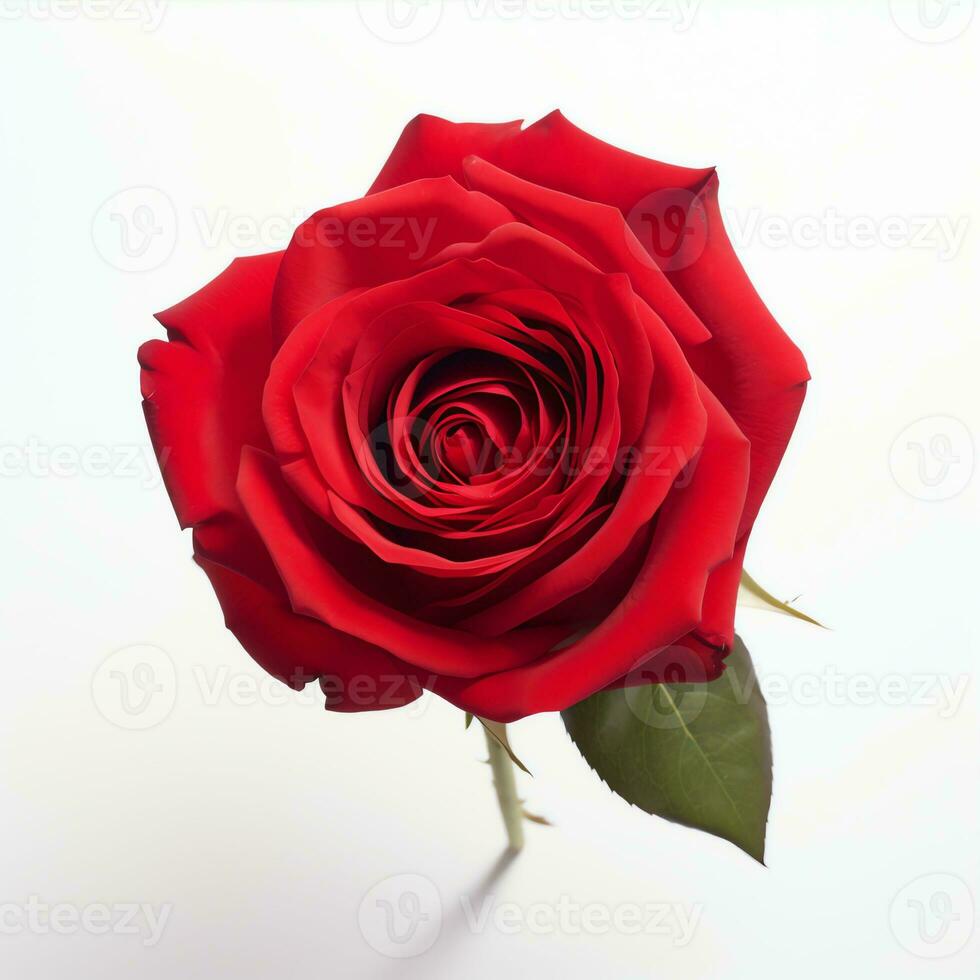 AI generated red rose real photo photorealistic stock photograph