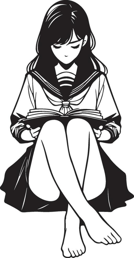 Student Reading Book and Learning. vector
