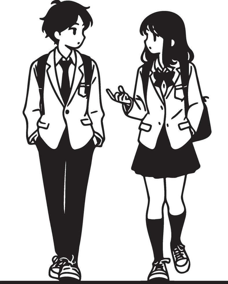 High School Female Student Walking. vector