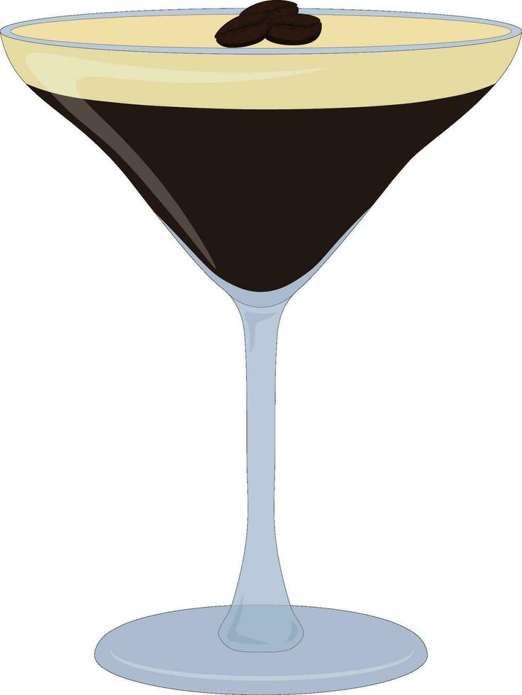 Coffee cocktail drink in martini glass vector illustration