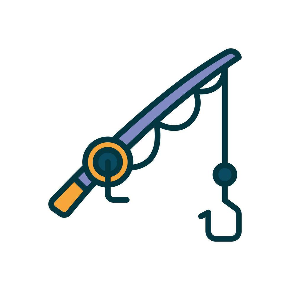 fishing rod icon. vector filled color icon for your website, mobile, presentation, and logo design.