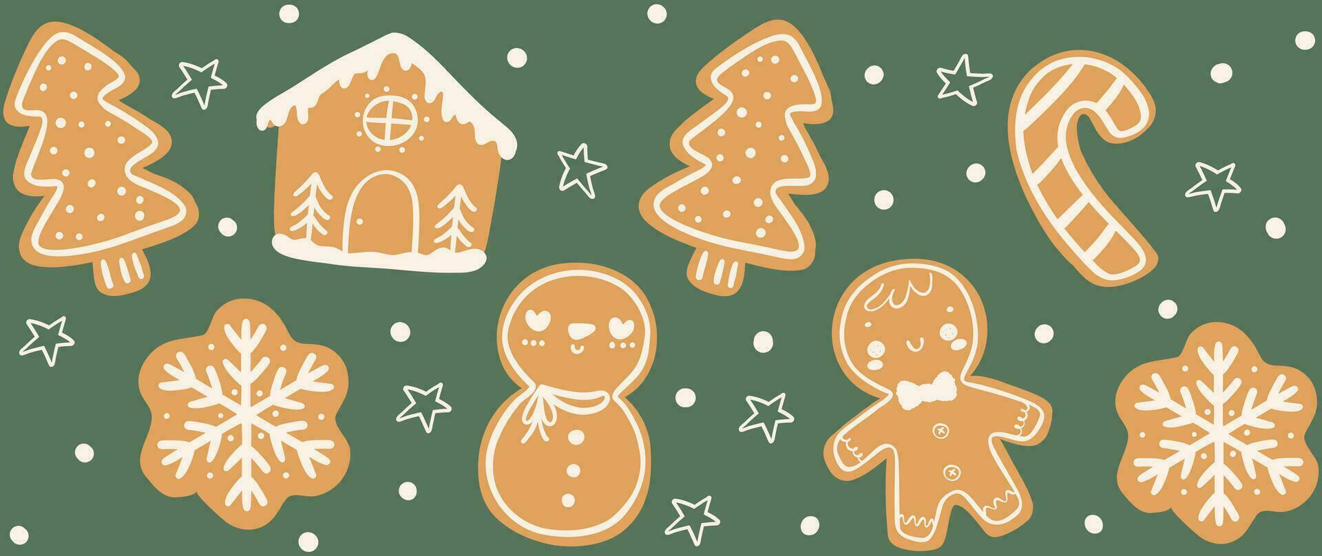 linda Navidad vaso lata envolver pan de jengibre galletas modelo en capas imprimible para dieciséis onz libbey aislado en antecedentes. vector