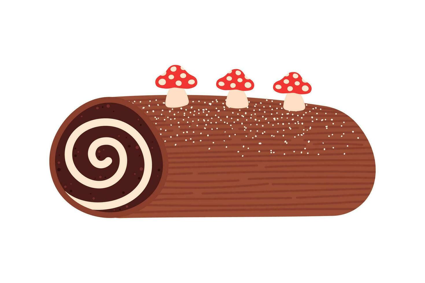 Navidad Iniciar sesión tradicional Navidad pastel con hongos decoración. buche Delaware Navidad postre. chocolate rodar con crema vector