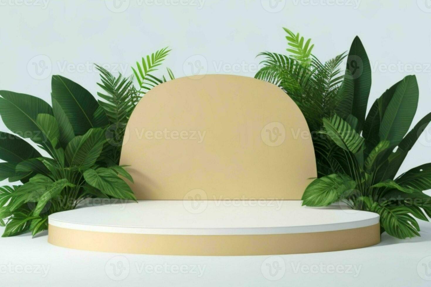 AI generated Premium podium for Presentation of the product with leaves. Pro Photo