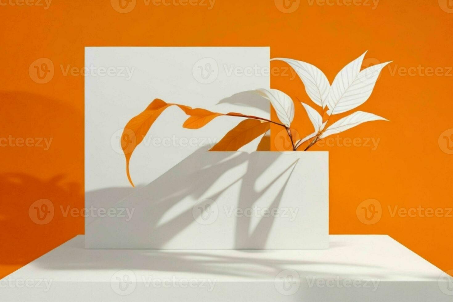 AI generated Premium podium for Presentation of the product with leaves. Pro Photo