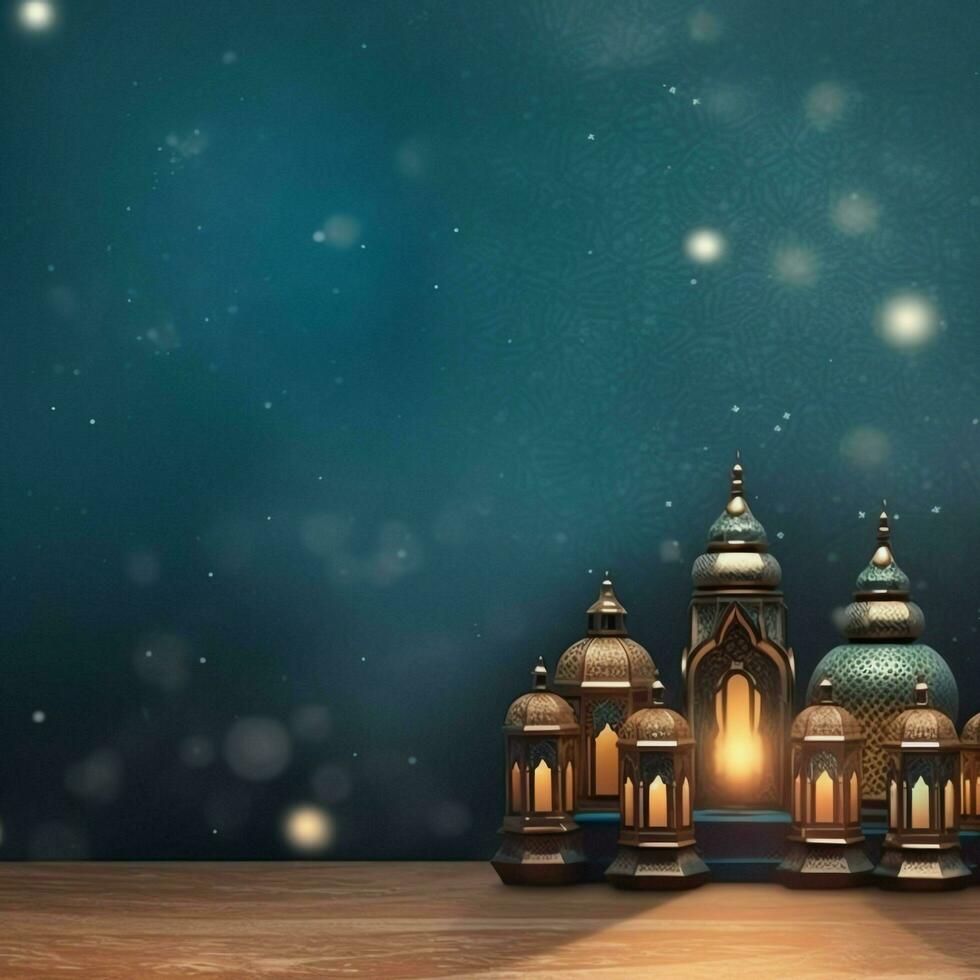 Eid mubarak and ramadan kareem greetings with islamic lantern and mosque. Eid al fitr background. Eid al fitr background of window concept by AI Generated photo