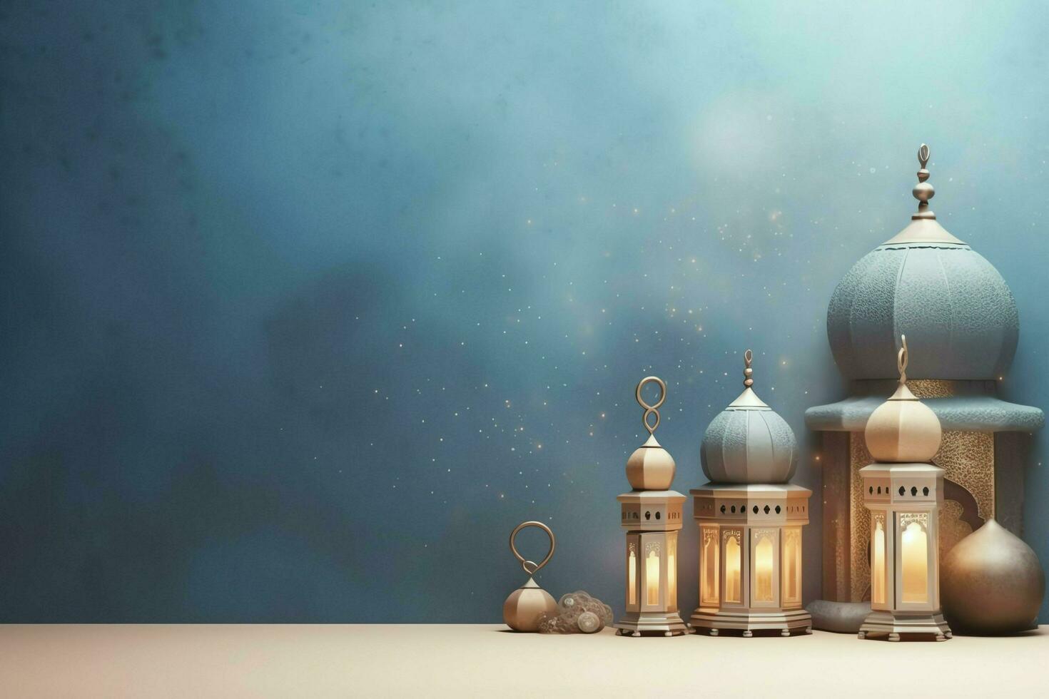 Eid mubarak and ramadan kareem greetings with islamic lantern and mosque. Eid al fitr background. Eid al fitr background of window concept by AI Generated photo