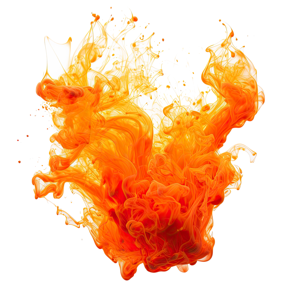 AI generated Intense Orange Fire Flames on Transparent Background png