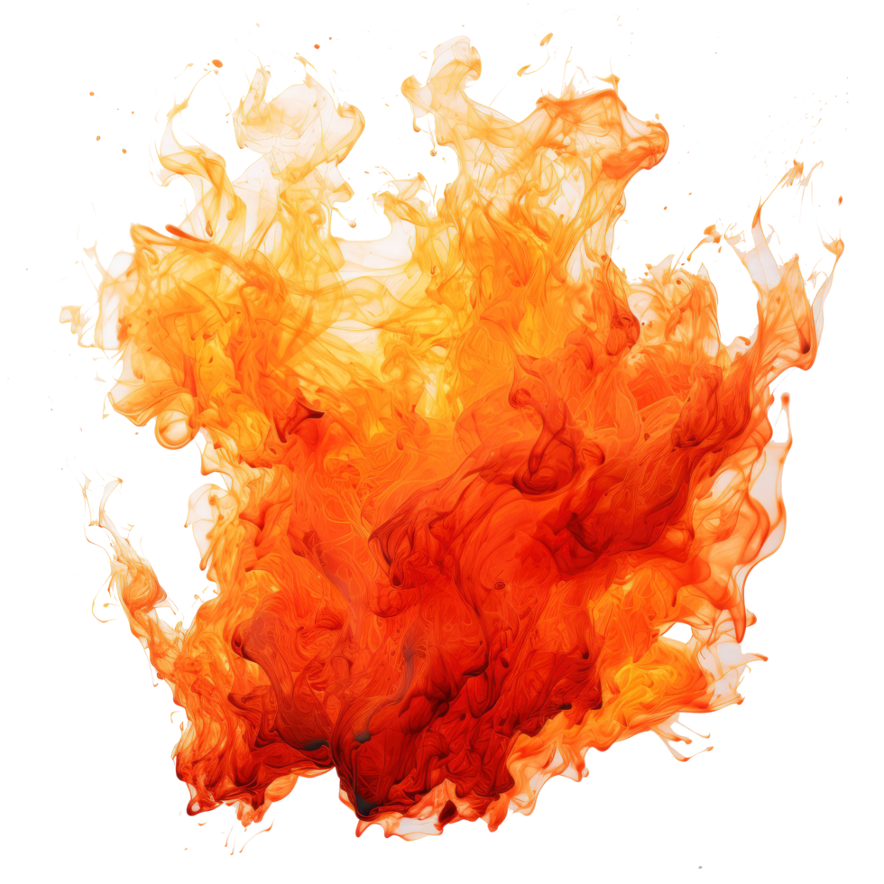 AI generated Intense Orange Fire Flames on Transparent Background png
