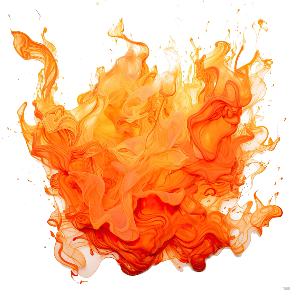 AI generated Intense Orange Fire Flames on Transparent Background png