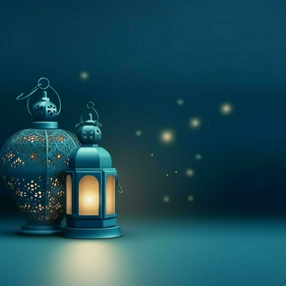 Eid mubarak and ramadan kareem greetings with islamic lantern and mosque. Eid al fitr background. Eid al fitr background of window concept by AI Generated photo