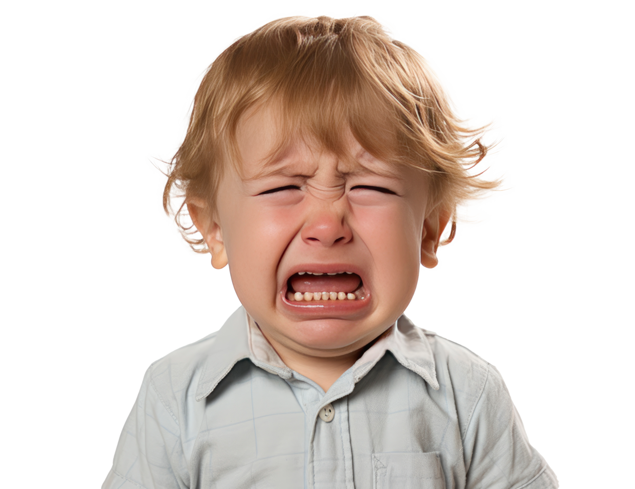 AI generated Crying Baby with Sad Face Isolated on Transparent Background png