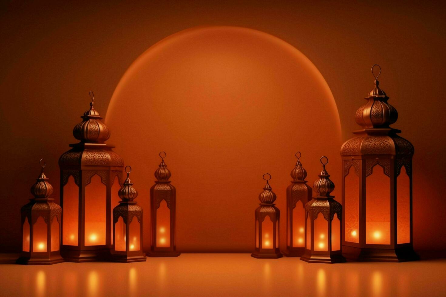 Eid mubarak and ramadan kareem greetings with islamic lantern and mosque. Eid al fitr background. Eid al fitr background of window concept by AI Generated photo