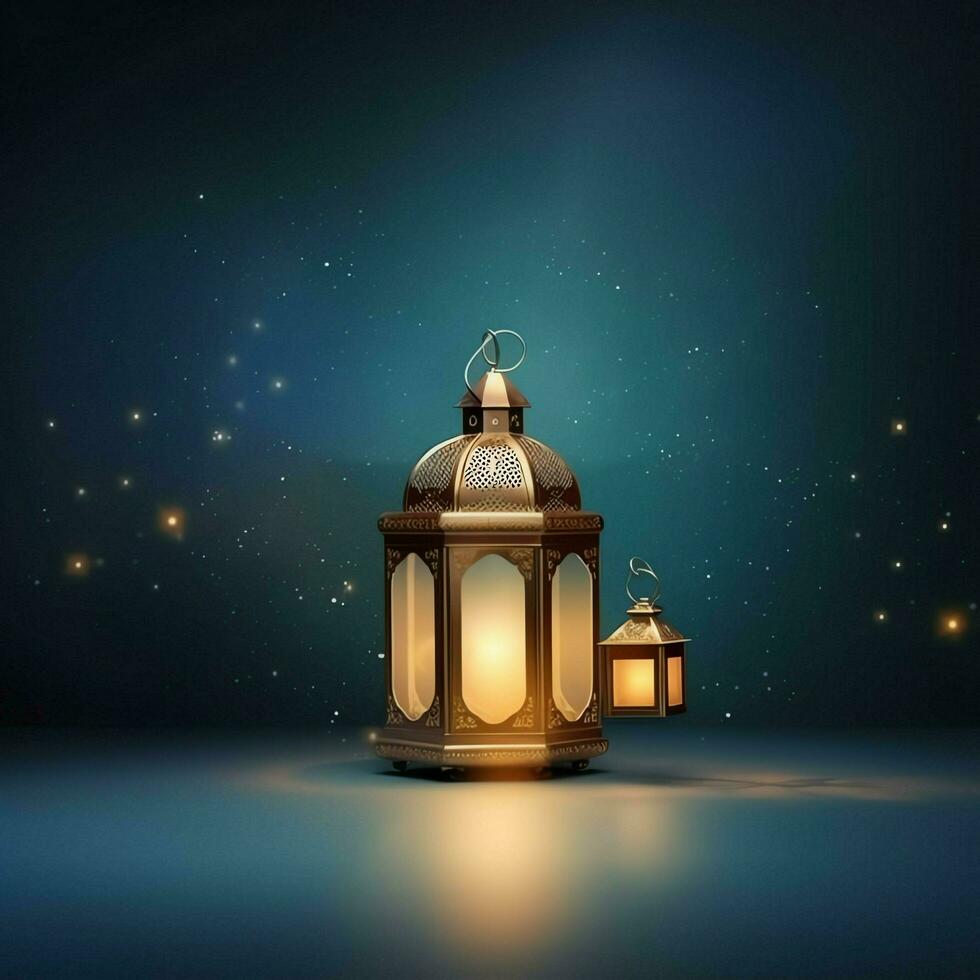 Eid mubarak and ramadan kareem greetings with islamic lantern and mosque. Eid al fitr background. Eid al fitr background of window concept by AI Generated photo