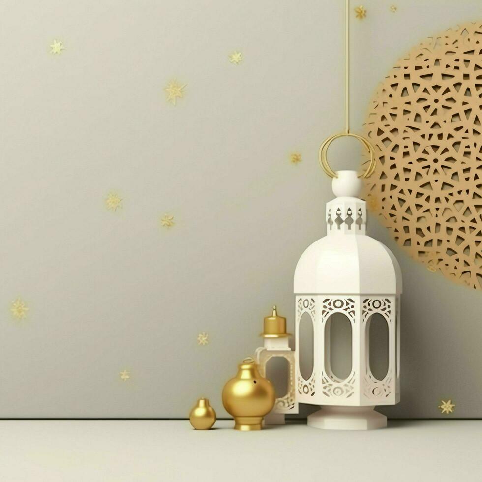 Eid mubarak and ramadan kareem greetings with islamic lantern and mosque. Eid al fitr background. Eid al fitr background of window concept by AI Generated photo