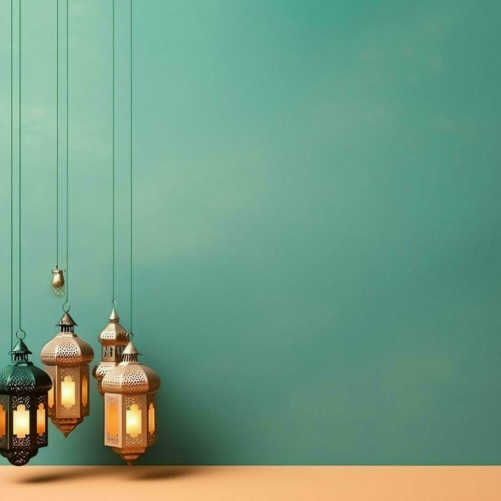 Eid mubarak and ramadan kareem greetings with islamic lantern and mosque. Eid al fitr background. Eid al fitr background of window concept by AI Generated photo