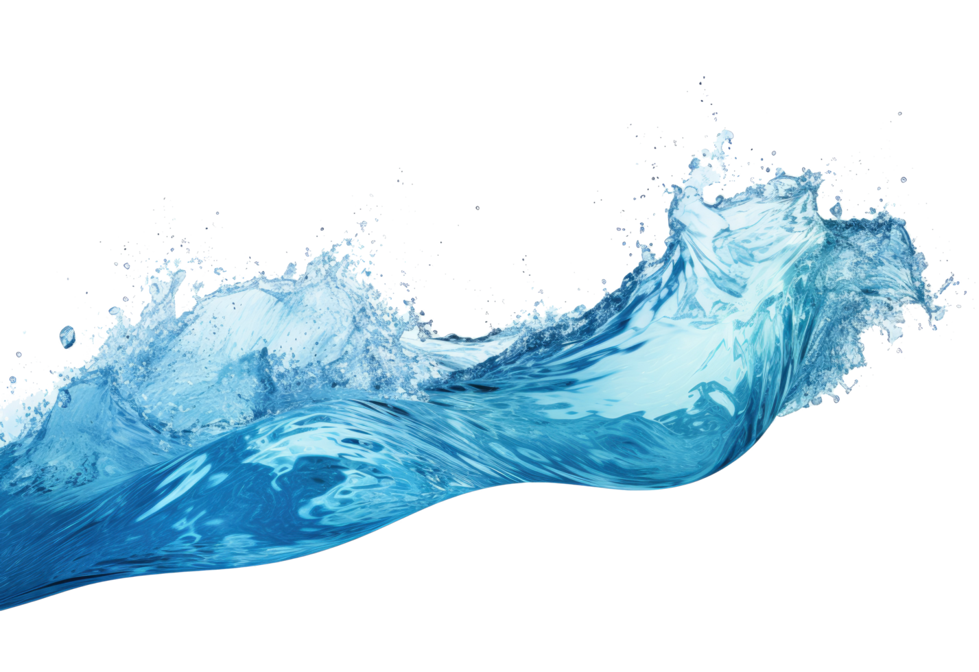 AI generated Dynamic Blue Water Wave Isolated on Transparent Background png