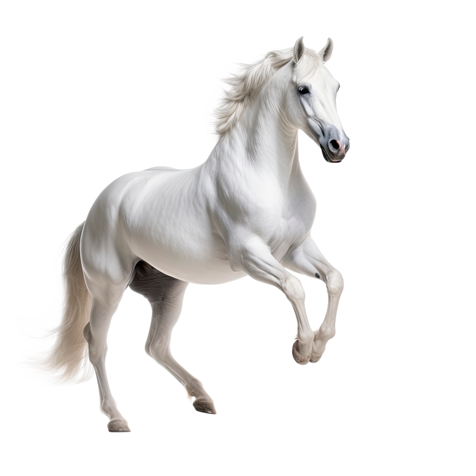 ai generiert majestätisch Weiß Pferd isoliert auf transparent Hintergrund png