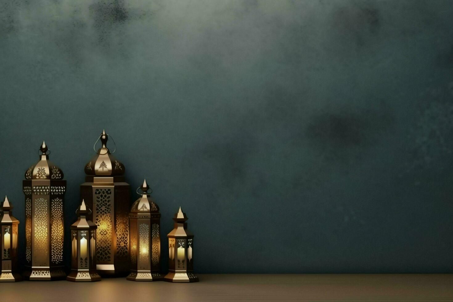 Eid mubarak and ramadan kareem greetings with islamic lantern and mosque. Eid al fitr background. Eid al fitr background of window concept by AI Generated photo