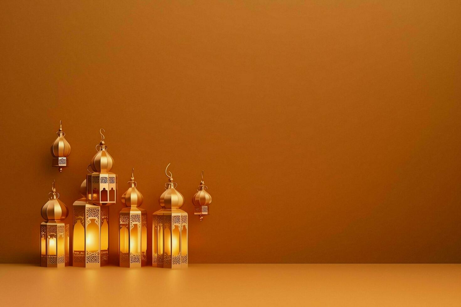 Eid mubarak and ramadan kareem greetings with islamic lantern and mosque. Eid al fitr background. Eid al fitr background of window concept by AI Generated photo
