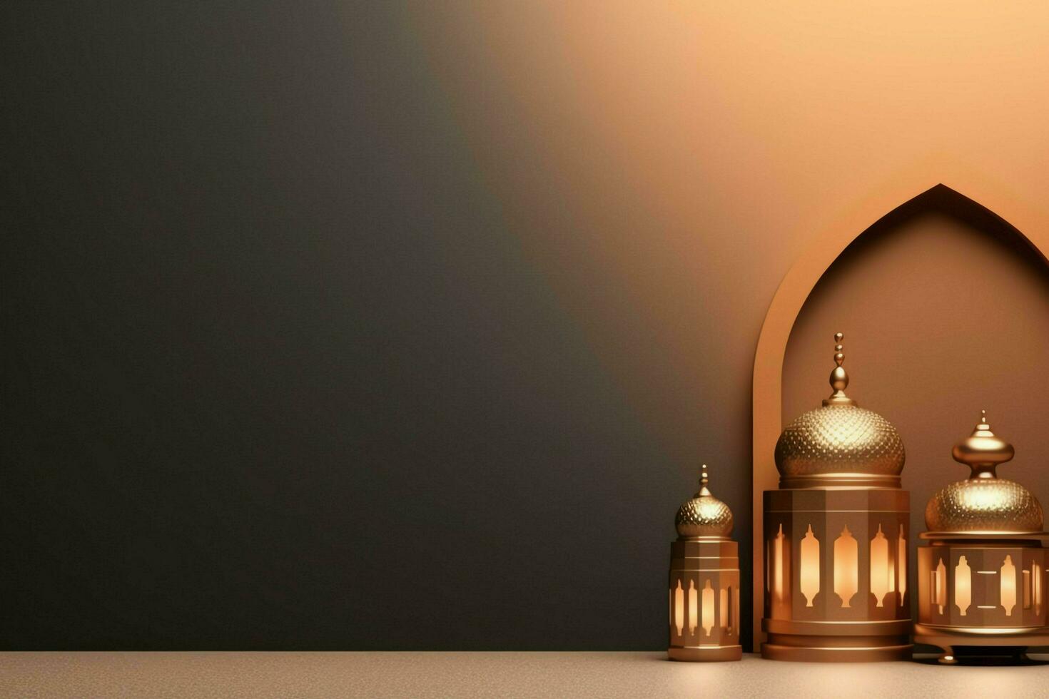 Eid mubarak and ramadan kareem greetings with islamic lantern and mosque. Eid al fitr background. Eid al fitr background of window concept by AI Generated photo