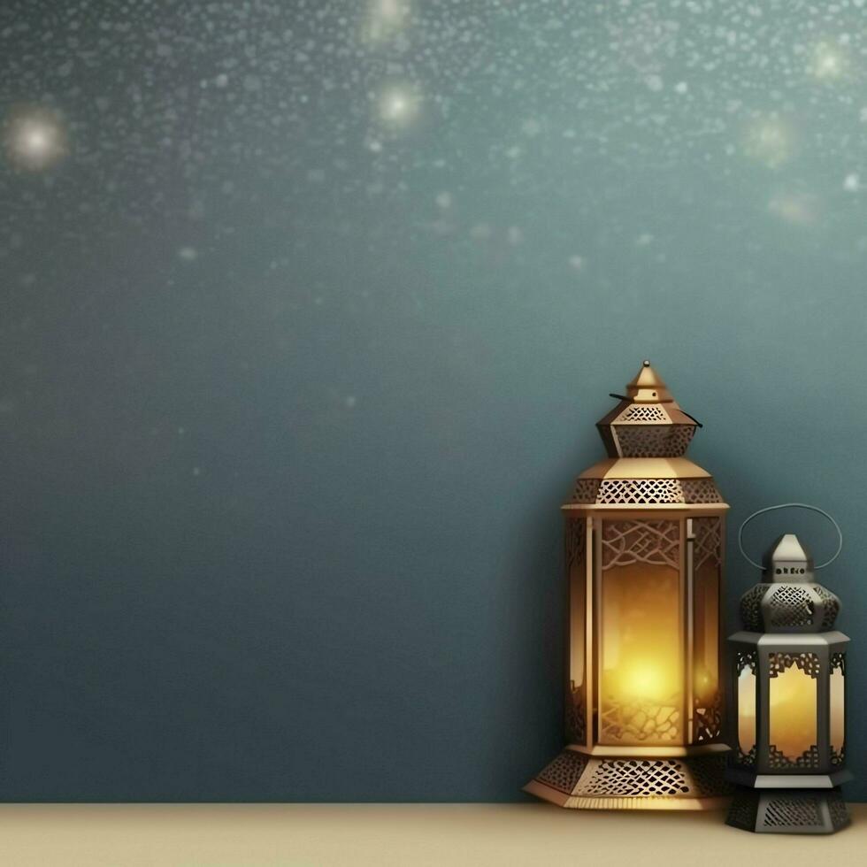 Eid mubarak and ramadan kareem greetings with islamic lantern and mosque. Eid al fitr background. Eid al fitr background of window concept by AI Generated photo