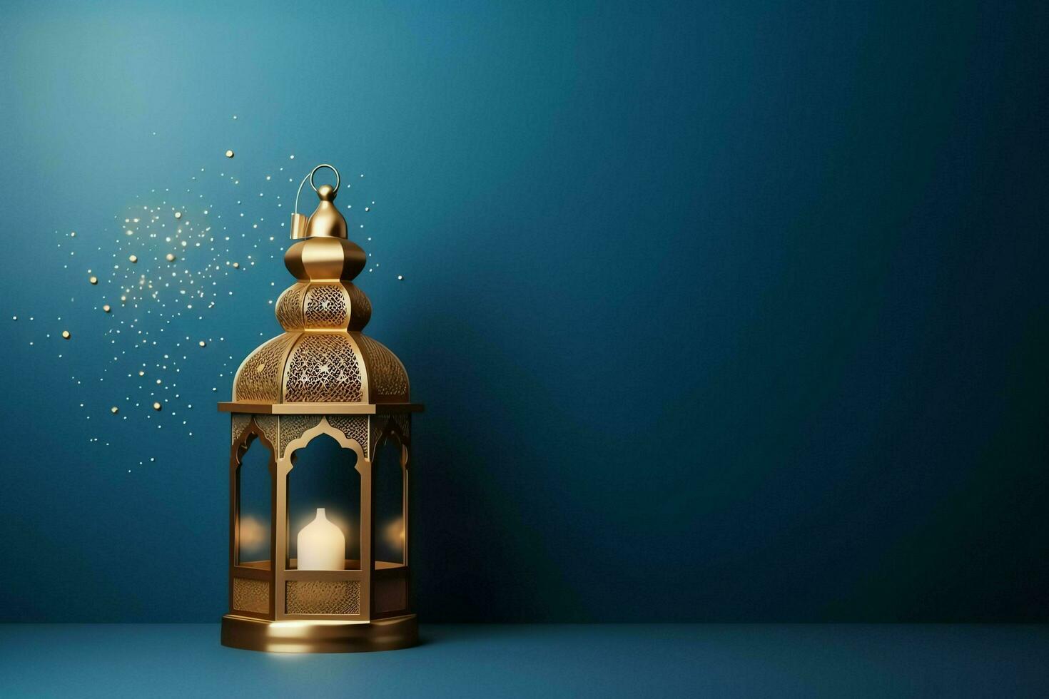 Eid mubarak and ramadan kareem greetings with islamic lantern and mosque. Eid al fitr background. Eid al fitr background of window concept by AI Generated photo