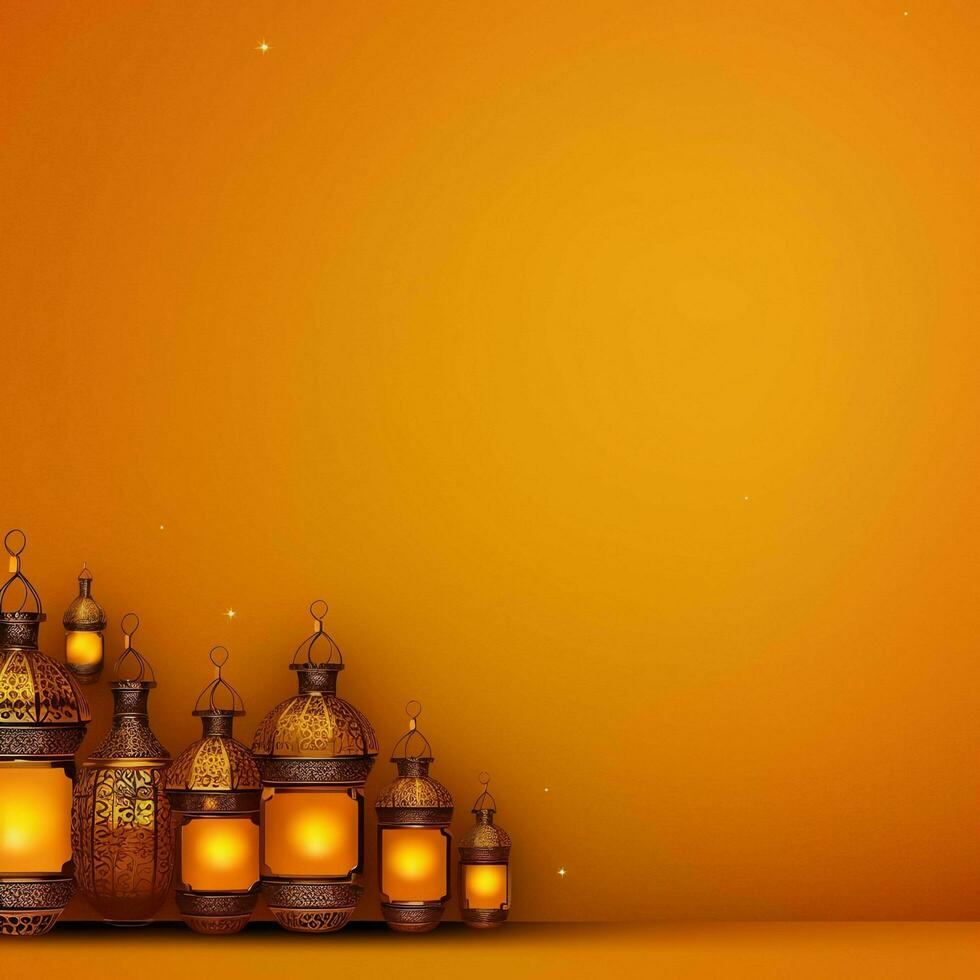 Eid mubarak and ramadan kareem greetings with islamic lantern and mosque. Eid al fitr background. Eid al fitr background of window concept by AI Generated photo