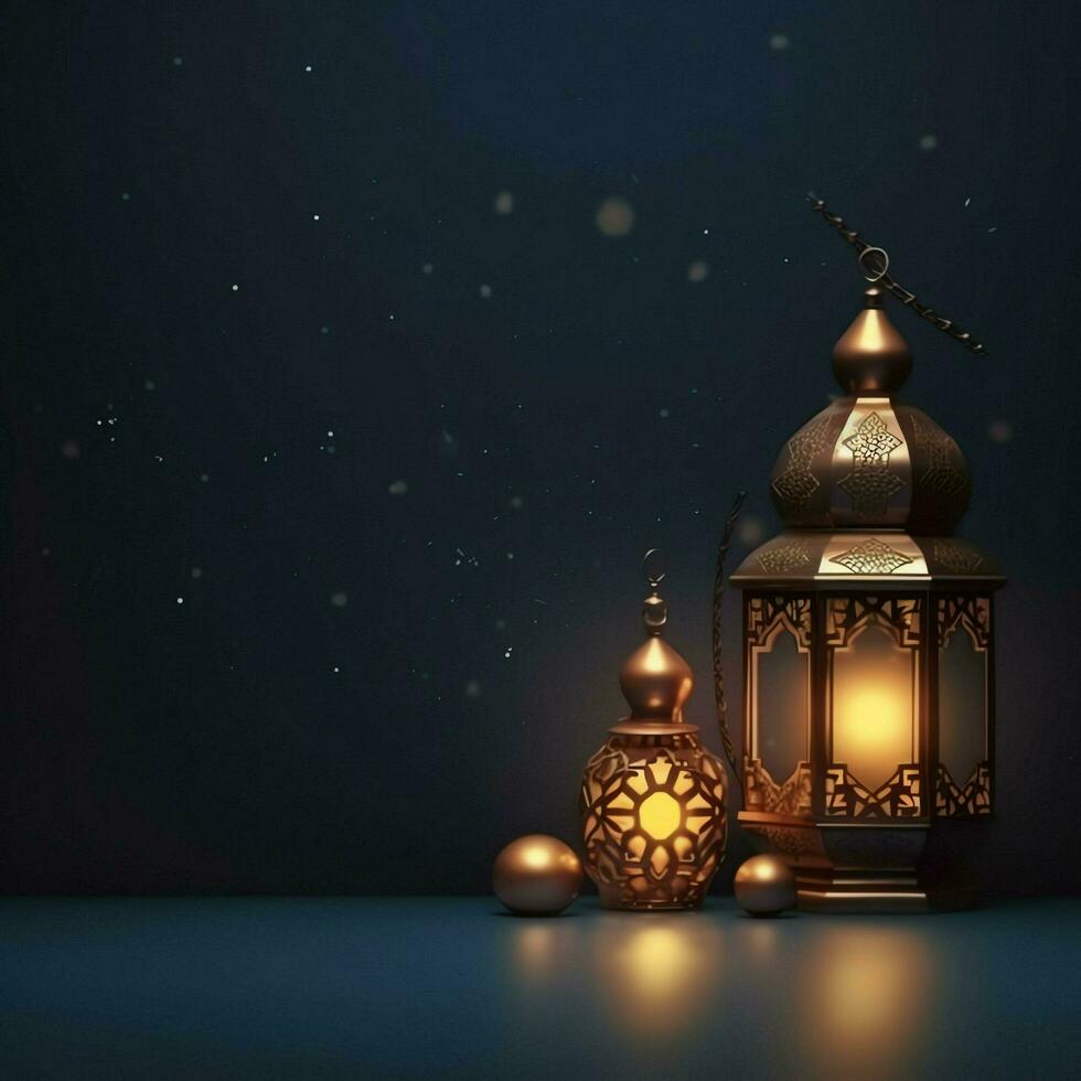 Eid mubarak and ramadan kareem greetings with islamic lantern and mosque. Eid al fitr background. Eid al fitr background of window concept by AI Generated photo