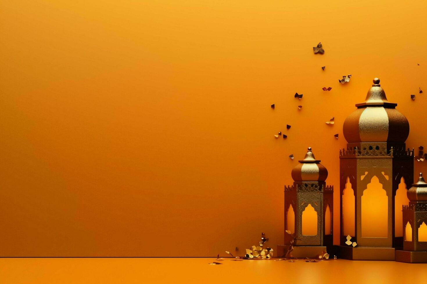 Eid mubarak and ramadan kareem greetings with islamic lantern and mosque. Eid al fitr background. Eid al fitr background of window concept by AI Generated photo