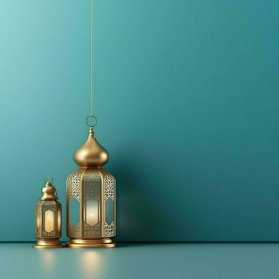 Eid mubarak and ramadan kareem greetings with islamic lantern and mosque. Eid al fitr background. Eid al fitr background of window concept by AI Generated photo