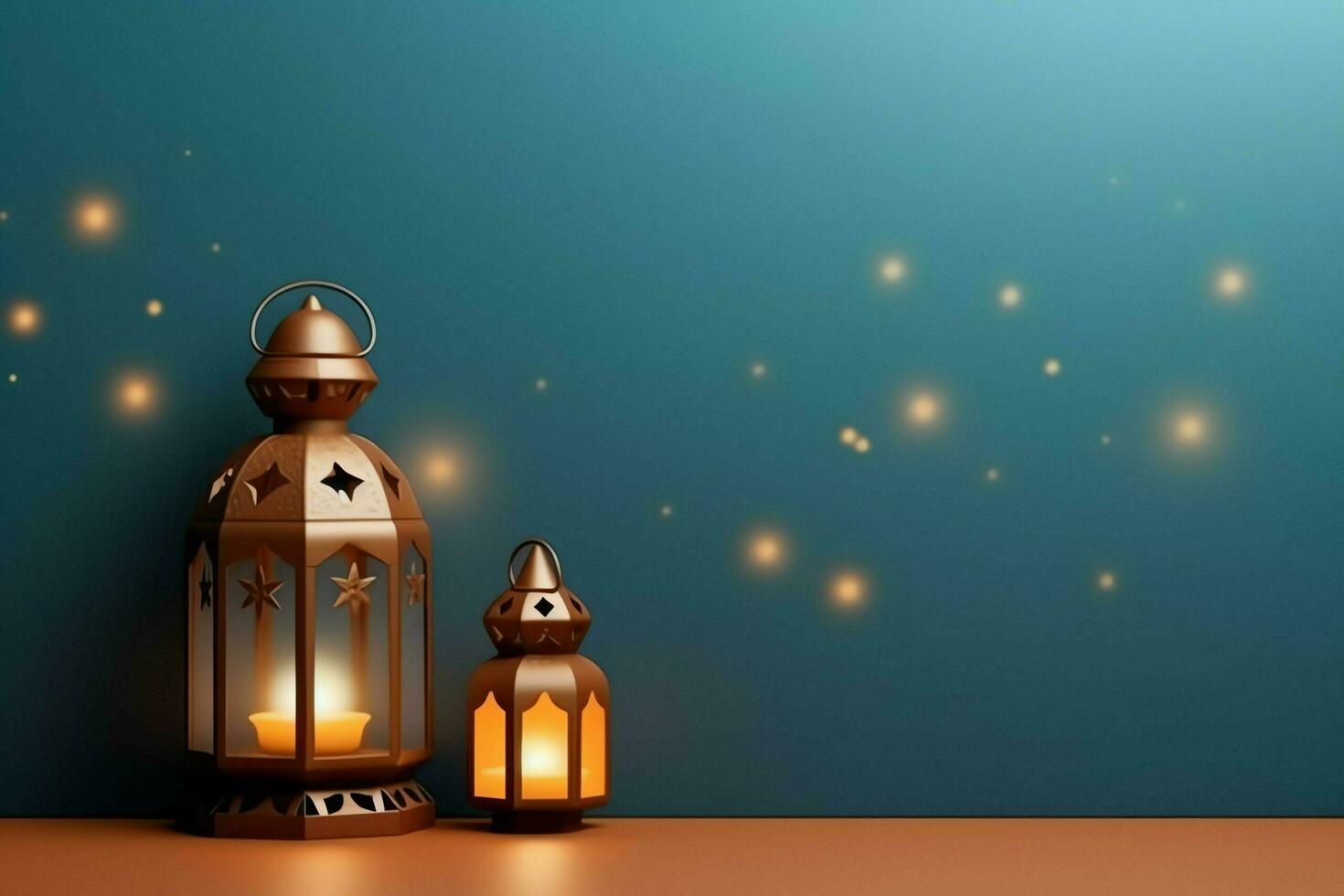 Eid mubarak and ramadan kareem greetings with islamic lantern and mosque. Eid al fitr background. Eid al fitr background of window concept by AI Generated photo