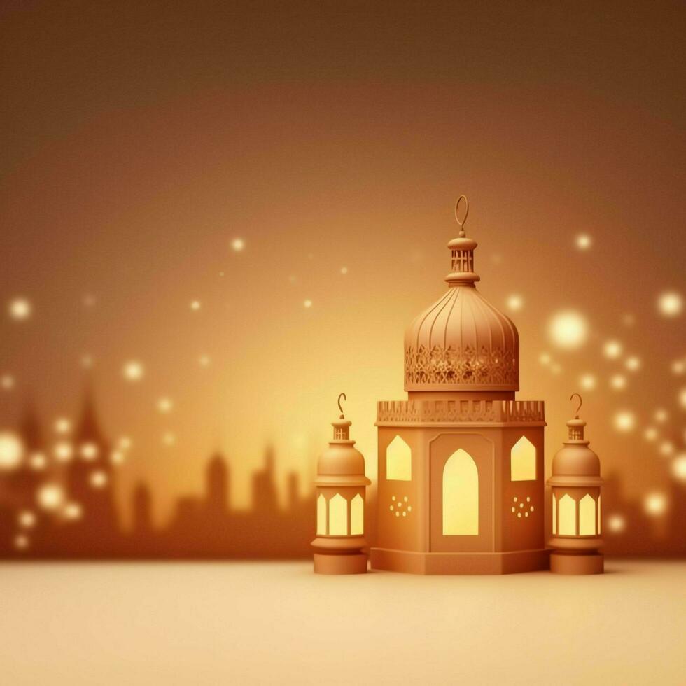 Eid mubarak and ramadan kareem greetings with islamic lantern and mosque. Eid al fitr background. Eid al fitr background of window concept by AI Generated photo