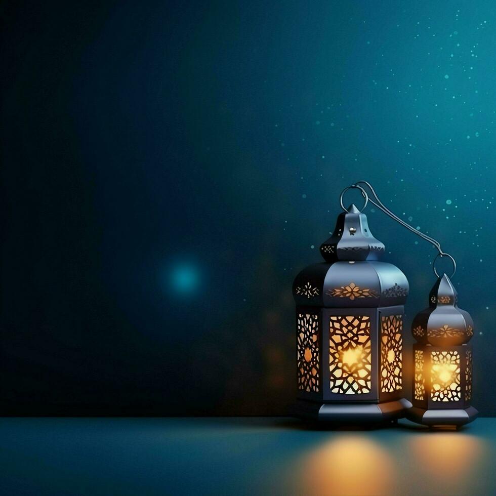 Eid mubarak and ramadan kareem greetings with islamic lantern and mosque. Eid al fitr background. Eid al fitr background of window concept by AI Generated photo