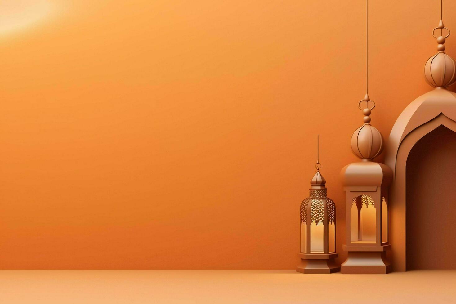 Eid mubarak and ramadan kareem greetings with islamic lantern and mosque. Eid al fitr background. Eid al fitr background of window concept by AI Generated photo