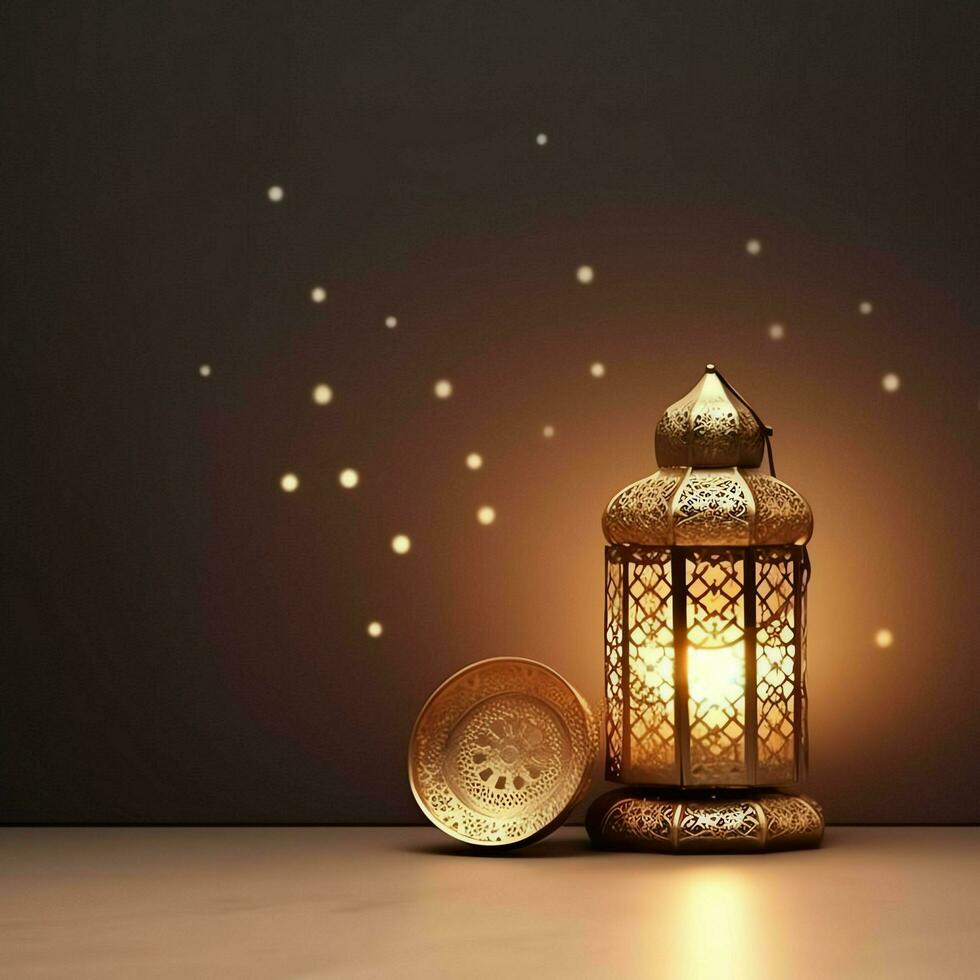 Eid mubarak and ramadan kareem greetings with islamic lantern and mosque. Eid al fitr background. Eid al fitr background of window concept by AI Generated photo