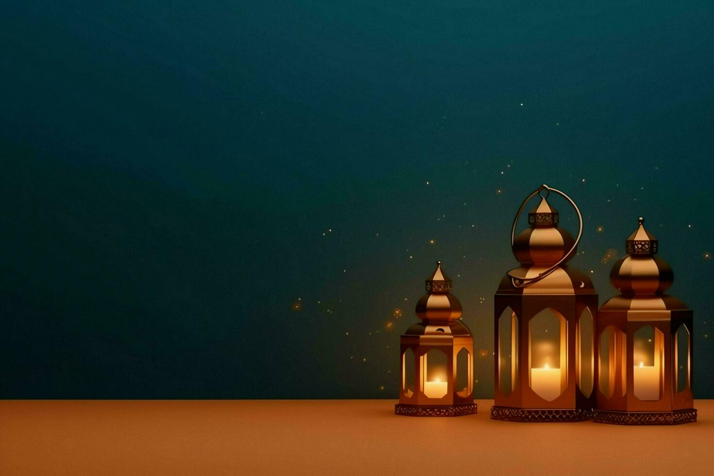Eid mubarak and ramadan kareem greetings with islamic lantern and mosque. Eid al fitr background. Eid al fitr background of window concept by AI Generated photo