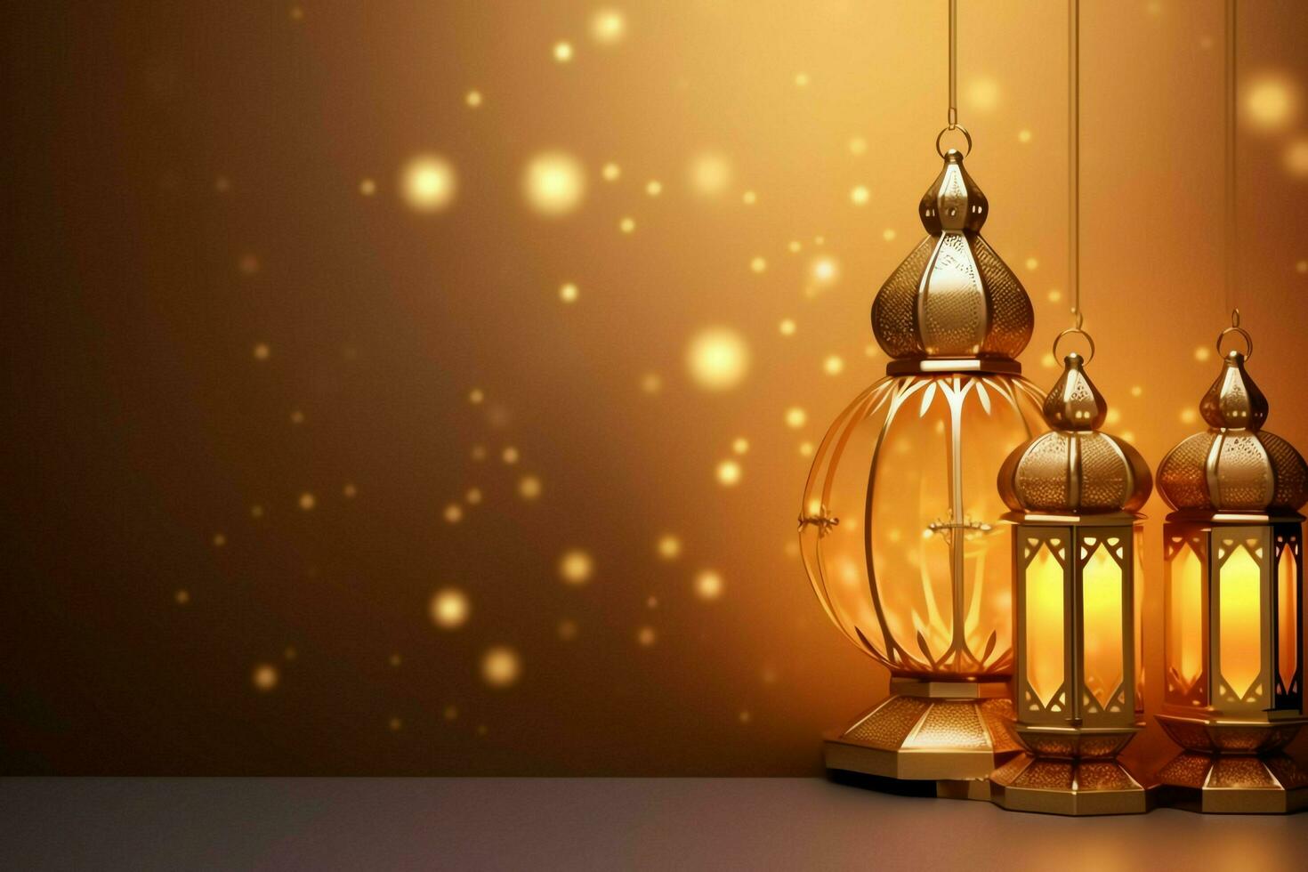 Eid mubarak and ramadan kareem greetings with islamic lantern and mosque. Eid al fitr background. Eid al fitr background of window concept by AI Generated photo