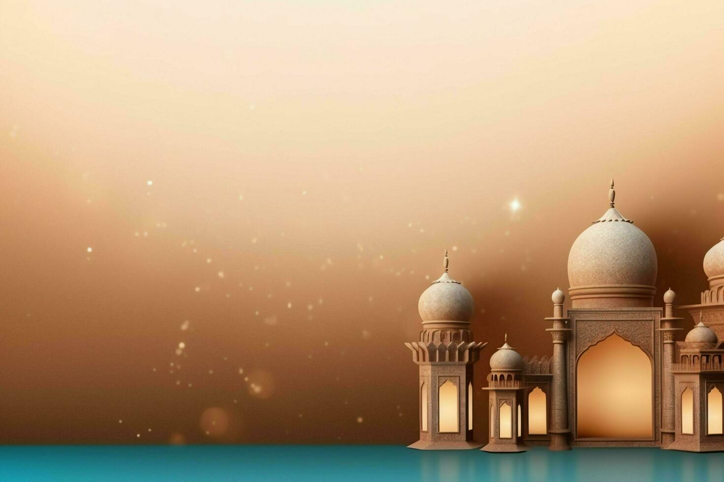Eid mubarak and ramadan kareem greetings with islamic lantern and mosque. Eid al fitr background. Eid al fitr background of window concept by AI Generated photo