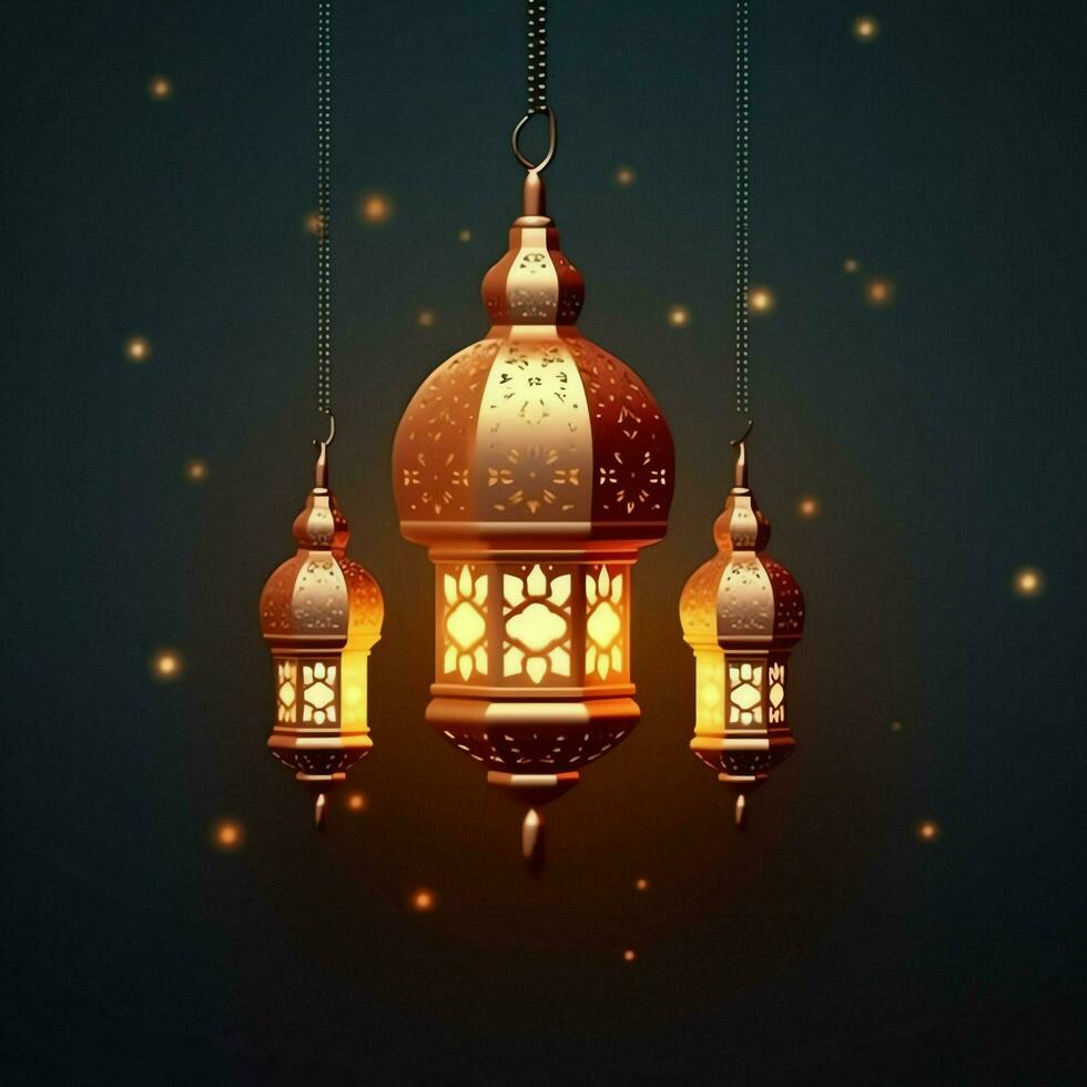 Eid mubarak and ramadan kareem greetings with islamic lantern and mosque. Eid al fitr background. Eid al fitr background of window concept by AI Generated photo