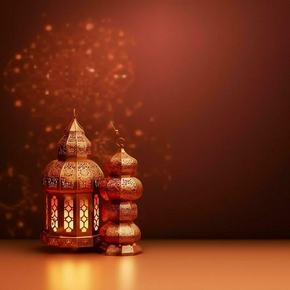 Eid mubarak and ramadan kareem greetings with islamic lantern and mosque. Eid al fitr background. Eid al fitr background of window concept by AI Generated photo